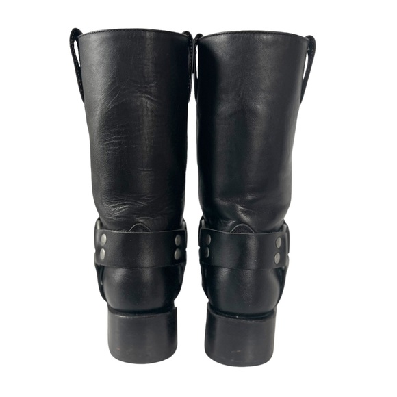 Frye Vintage Y2K Black Leather Square Toe Harness Boots Size 6.5 - Picture 4 of 13